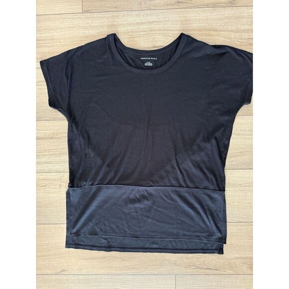 American Eagle Outfitters Tops - American Eagle Oversized Ribbed Black Loose Soft Tunic T Shirt S Small Women’s